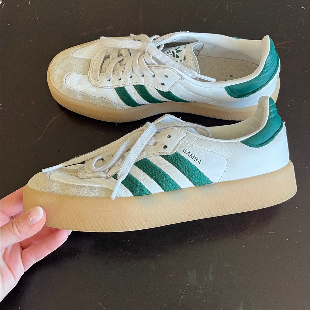 adidas Samba Cream White Green Sneakers - Picture 3 of 5